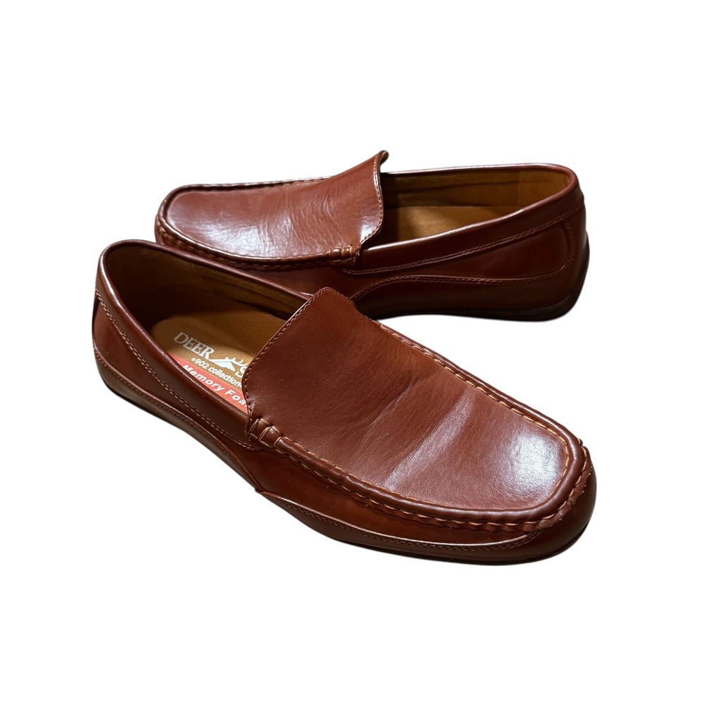 Deer Stags Drive Men's Brown‎ Leather Moc Toe Loafer Driving Shoes Size 8.5M